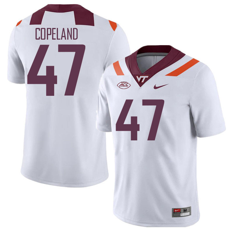 Men #47 Tavorian Copeland Virginia Tech Hokies College Football Jerseys Stitched Sale-White - Click Image to Close